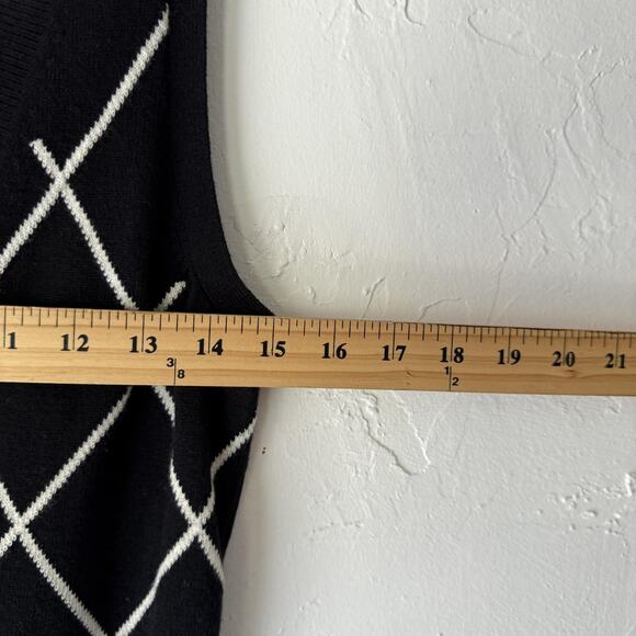 Express Design Studio Sweater Vest Y2k S Black White Argyle Knit Preppy Academia - Picture 6 of 7